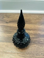 Mid Century Empoli Style Solid Black  Genie Bottle Stopper Top Vtg Decanter Rare