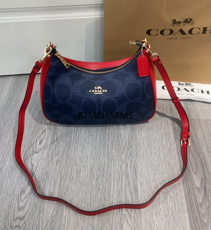 Bolso Hobo Signature Lona Azul CAL52 Outlet NUEVO Foto 3 de 4