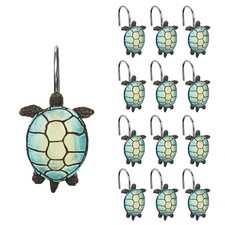 Sunlit Sea Turtle Shower Curtain Hooks, Home Decorative Rings for Bathroom