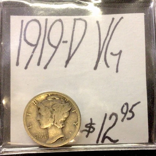 1919 D Mercury Silver Dime VG! ENN Coins