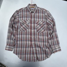 1970s Levi's Vtg Button Up Long Sleeve White Tab Shirt Plaid Men's M