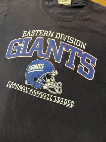 Vintage 1998 New York Giants Lee Sports Nutmeg Big Logo T Shirt Size Large Navy - Picture 2 of 7