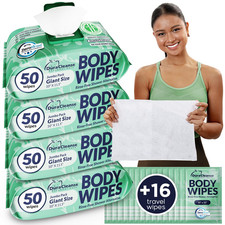 Body Wipes for Women, Extra Moist No Rinse Bathing Sheets 4 Pack   200 XL Show