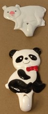 Two Vtg 80  s Ceramic Pig  Panda Wall Hook Decor Takahashi Japan