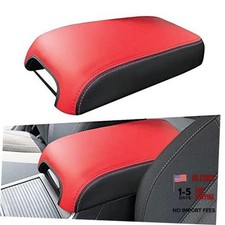 Center Console Cover Anti-Scratch Leather Armrest Cover Replace for Red Black
