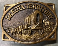 Vintage Solid Brass 1979 South Dakota Dakota Territory Heritage Mint Belt Buckle