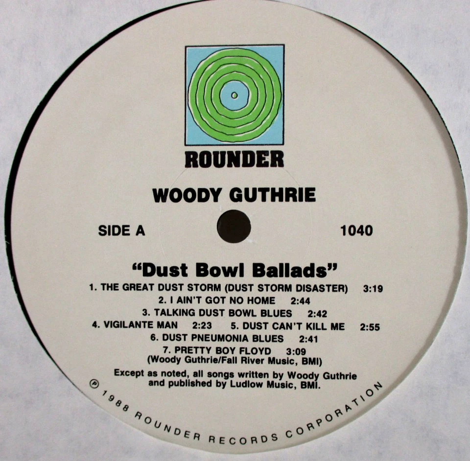 Woody Guthrie DUST BOWL BALLADS, Vinyl, Rounder PROMO (1988) Mono, Never Played Foto 2 de 4