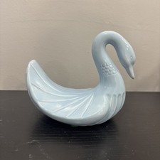 Vintage Powder Blue Swan Ceramic Bathroom Decor Washcloth Towel Holder Japan