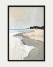 Large Beige Wall Art Print, Neutral Seascape Coastal Art Prints, A4 A3 A2 A1