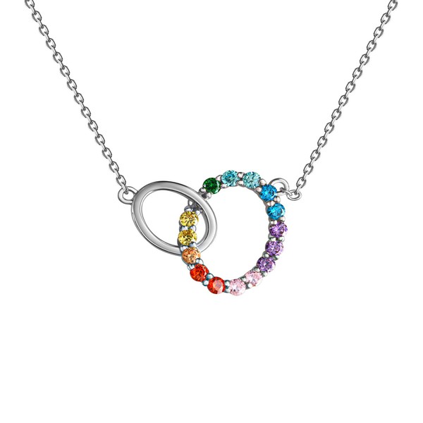 Collier 925 Silber Rhodiniert Bunte Zirkonia 45Cm Damen Halskette NEU-image