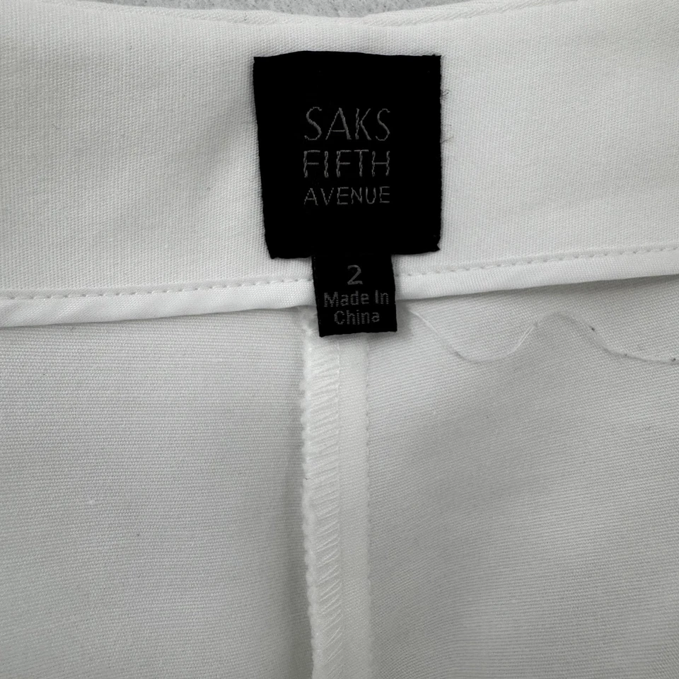 Saks Fifth Avenue Dress Pants Womens 2 White Stretch Cotton Career Slim Chino - Image 4 of 4