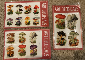 Vtg Art Deco-Cals Mushrooms decals From Italy Pezzetti B & Figlio P 327, 329,383