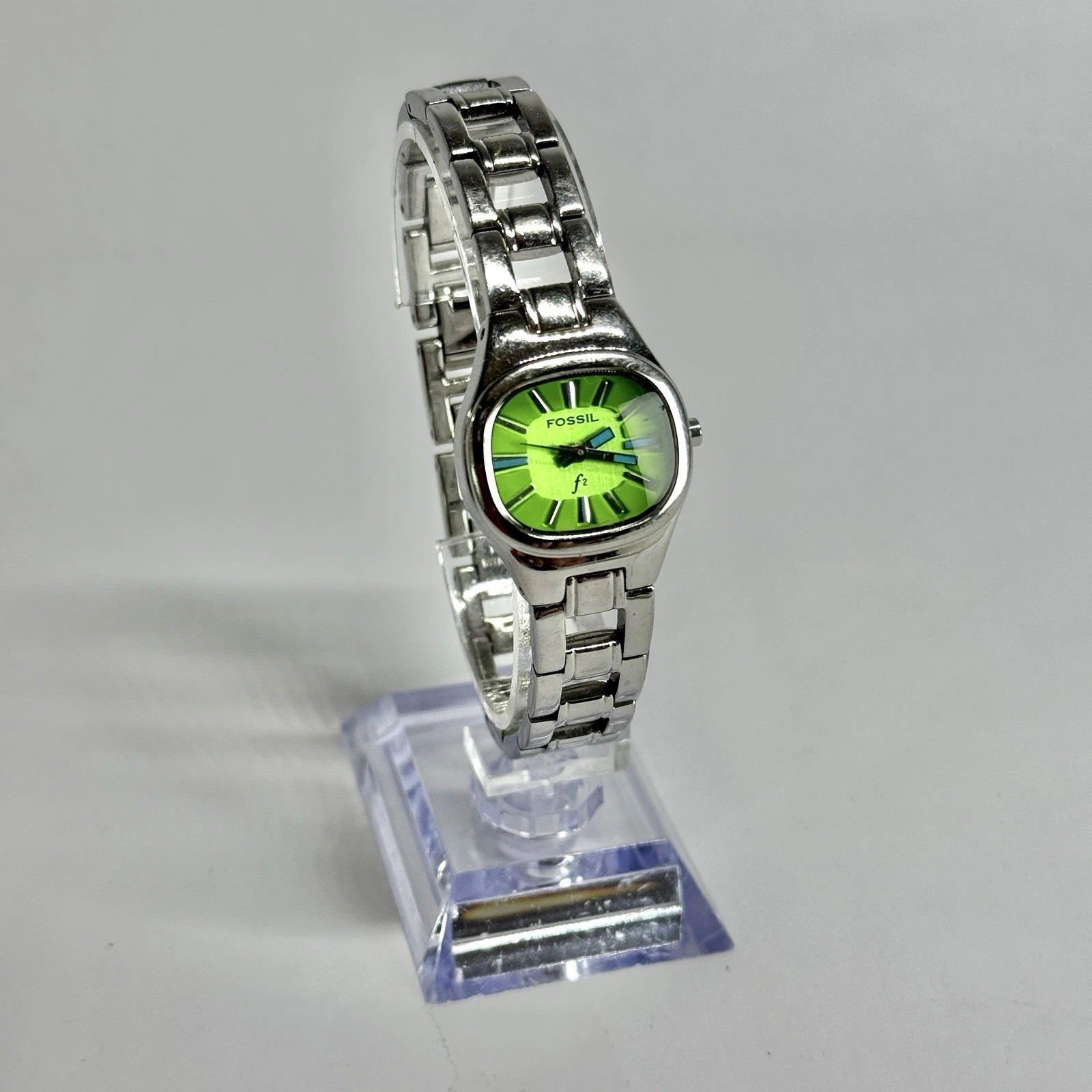 FOSSIL F2 ES-9762 Analog Quartz Silver Tone Women Vintage Watch W572 *WORKING