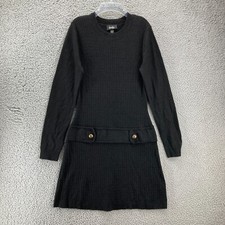 By and By Black Sweater Dress Junior Womens Large Knit Long Sleeve Knee Length