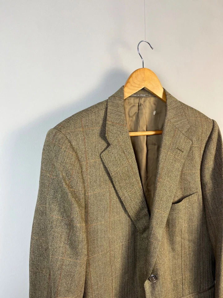 Corneliani Luxury Wool & Cashmere Men Beige Blazer Jacket Made in Italy Size L - Image 2 of 4