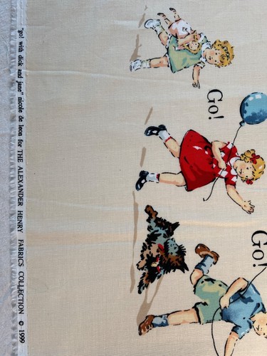 Fabric -Nicole de Leon Alexander Henry Go! with Dick and Jane 1999 36” L x 44” W - Picture 5 of 7