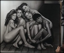 Naomi Campbell and ...- BIG portrait graphite and charcoal cm. 110 x 100