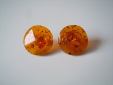 Vintage Boucles D'Oreilles Faux Ambre Imitation Miel Rond Bijoux 4,4 G / Ø