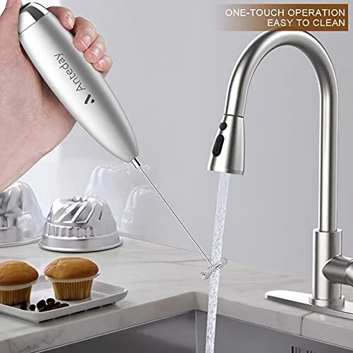 Milk Frother, Coffee Frother Handheld, Hand Mixer, Upgraded Motor Silver