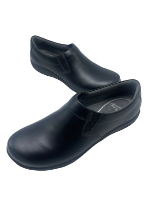Dansko Womans Black Leather Slip on Work Shoes Non Slip Size