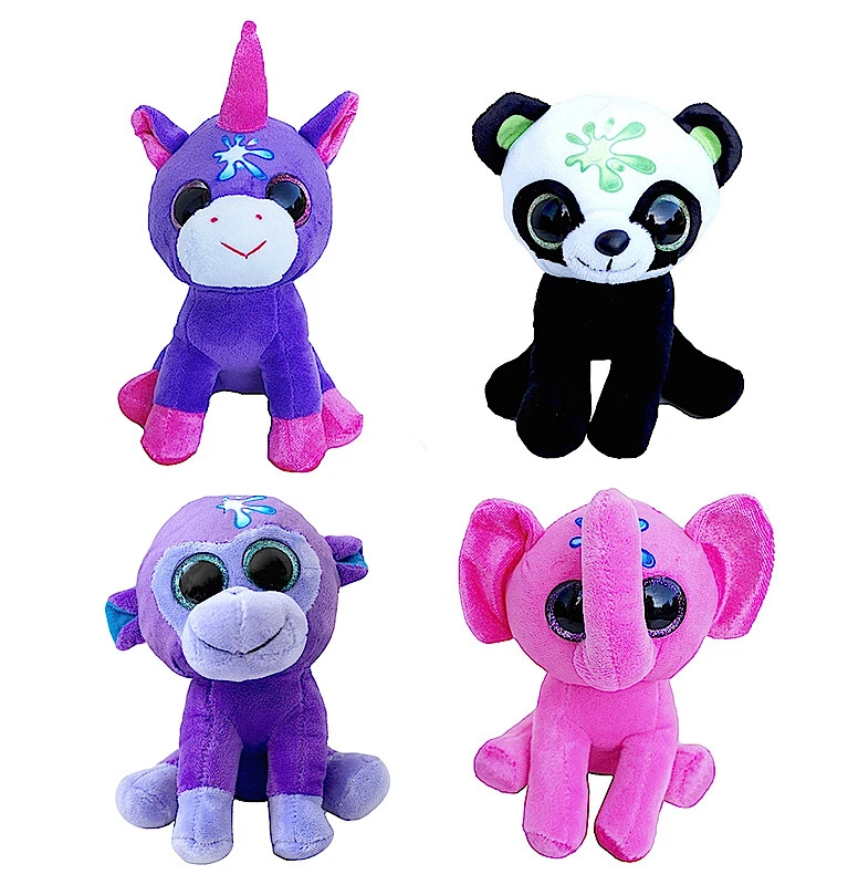 RASEHORN Plüschtier mit Glitzeraugen Kuscheltier Stofftier Pink Rosa Lila klein Affe