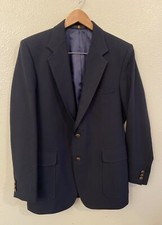 Haggar Men's Navy Blue Solid Blazer Suit Coat Size 40 Made In USA EUC
