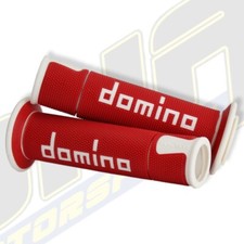 Domino Dual Compound Motorcycle Road Race Handlebar Bar Grips - Red White A450