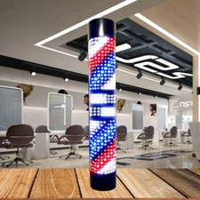 LED Barber Pole Light Red White Blue Stripes Rotating Hair Salon Shop Sign Light