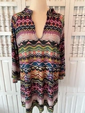 New Viereck women's medium multi color stretch high-low career/casual tunic, A10