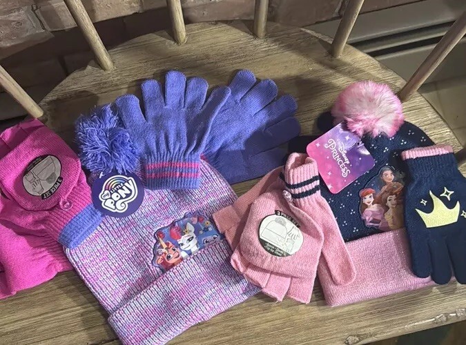 My Little Pony Girls 3 Pezzi Beanie Guanto Flip Top Set di Guanti Rosa Nuovo con etichette