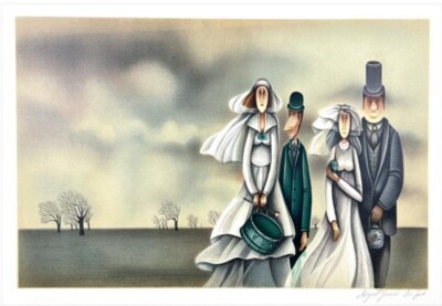 アビガイル・ヨレッシュ 「新郎新婦」 リトグラフ Avigail Yoresh Fine Art Print - Avigail Yoresh, Hand Signed, Numbered Limited