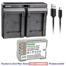 Kastar Battery Slim Dual Charger for Olympus BLM-5 PS-BLM5 Olympus E-1 Camera