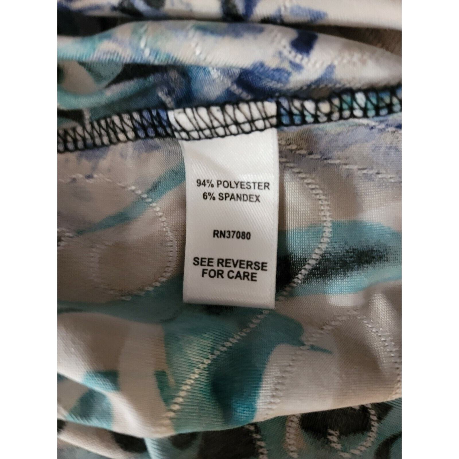 CATO Blue Multi Pattern Pullover Tie Knot long Tu… - image 9