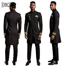 African Clothes for Men Regular Embroidery Kerchief Blazer and Pants Lined Suit