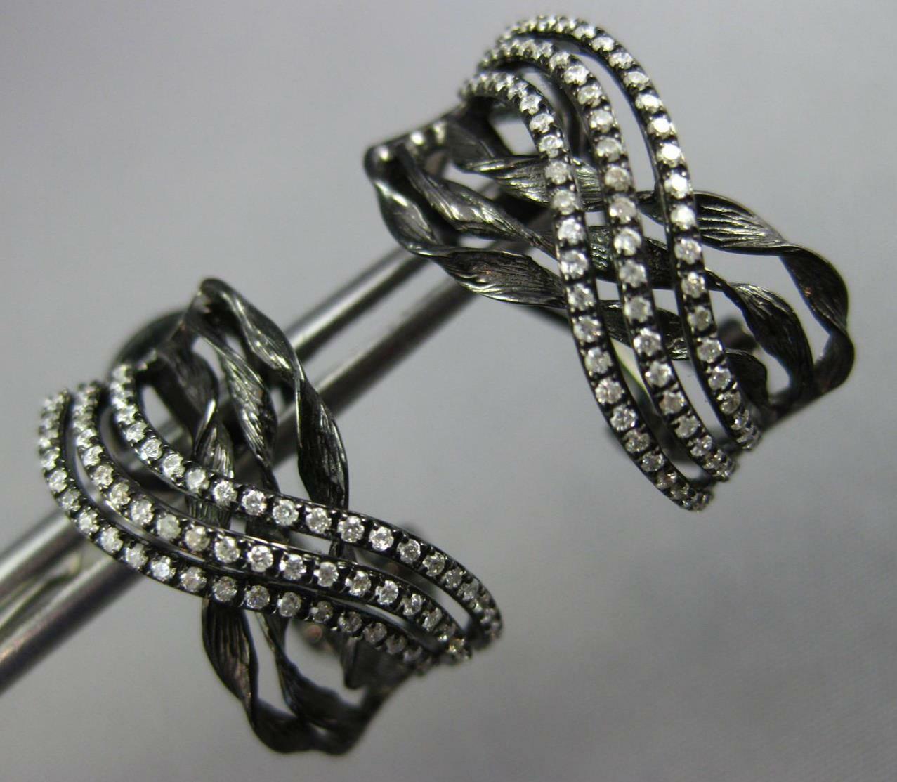 ORECCHINI DA APPENDERE .35 CT DIAMANTE ORO NERO 14KT 3D MULTI FILA CROCE CLIP ON