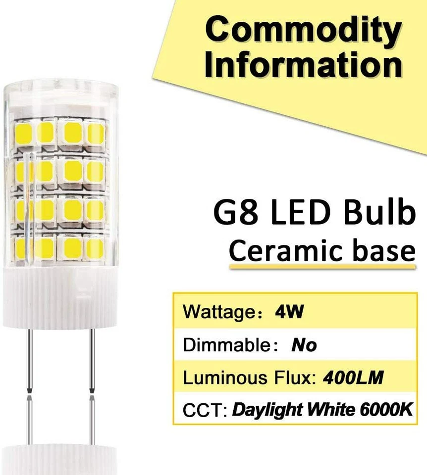 G8 LED Bulb Daylight White 6000k Under Cabinet Counter Light 40W Equivalent@ 4W  - Image 3 of 4