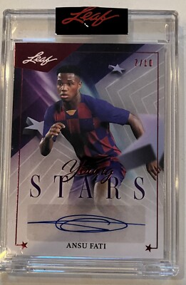 Ansu Fati 2021 Leaf Young Stars SP Red Auto 7/10 Autograph #YSA-AF1 Yes Only 10