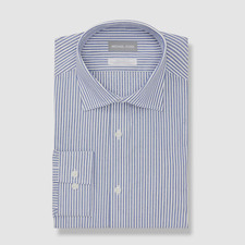  85 Michael Kors Men's Blue Regular-Fit Non-Iron Dress Shirt Size 14.5 32/33