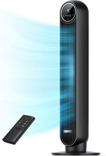 Image of 28Db Silent Tower Fan, 25 Ft/S Velocity Electric Cooling Fan with Remote, 90° Os