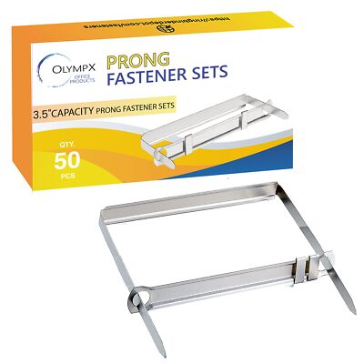 50 Pcs of 3.5  Capacity Premium Metal Prong Paper Fastener Complete Set 2.75 ...