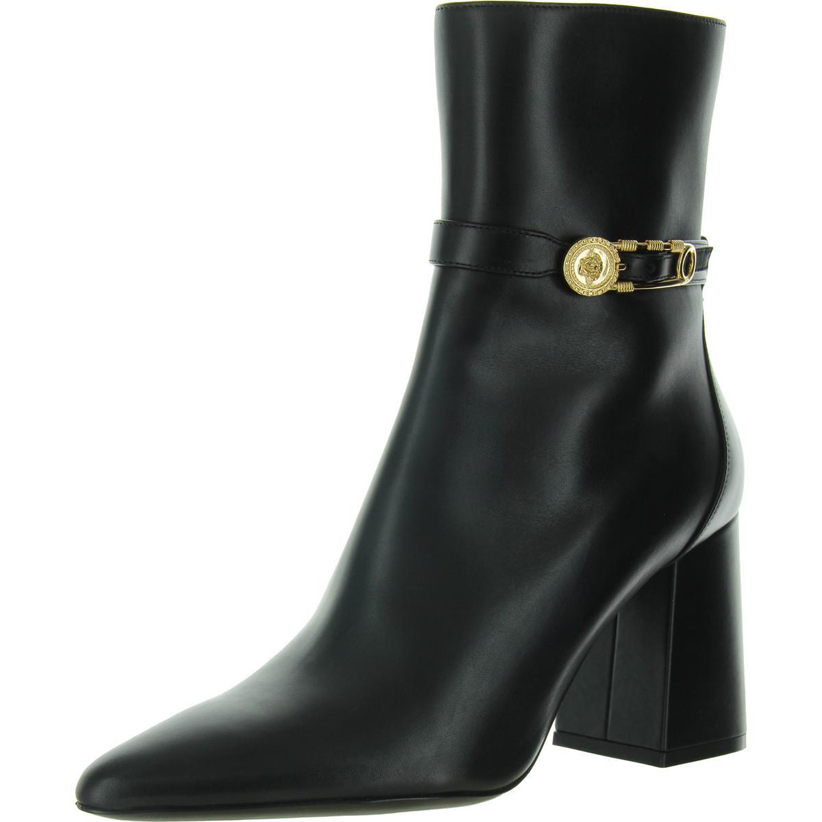 Женские ботильоны на шпильке Versace из черной кожи размер 385 средний BM BHFO 2628 68190₽