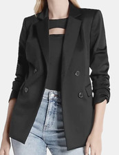 NEW EXPRESS BLACK DOUBLE BREASTED NOTCH LAPEL BLAZER JACKET SIZE S