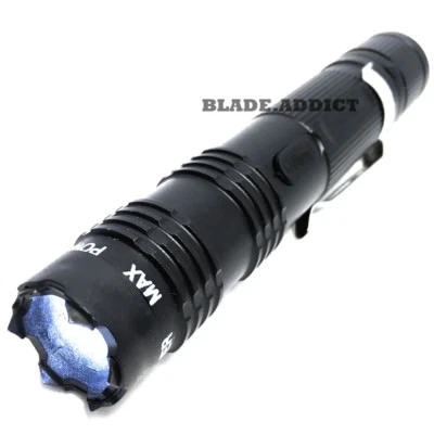 J-TAC ALL BLACK Metal MILITARY Stun Gun 260 Million Volt Rechargeable LED Flashlight