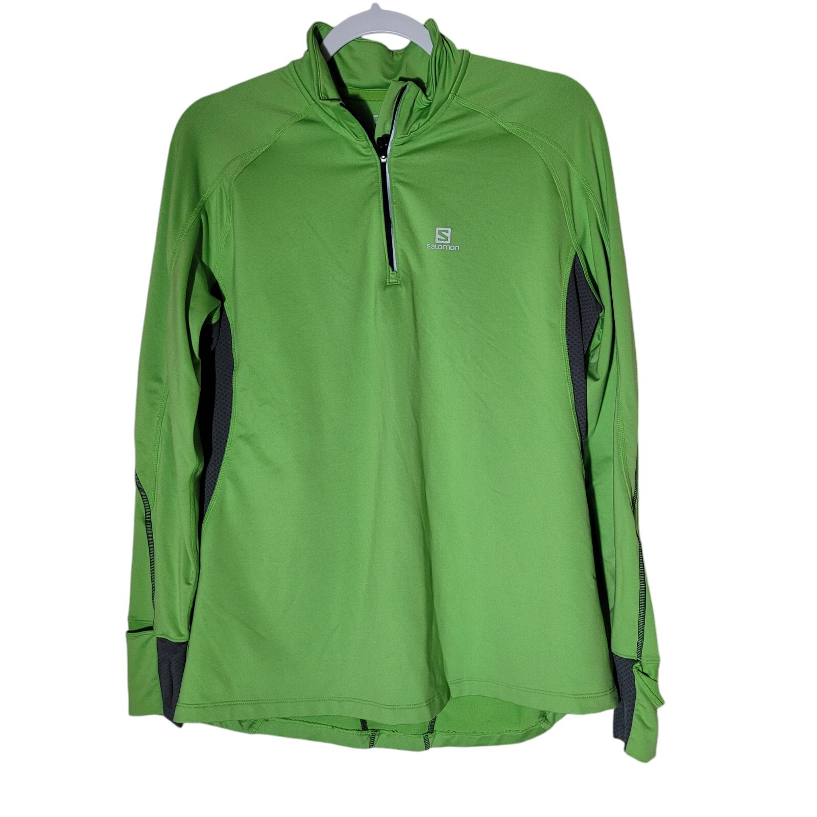 Top donna Salomon 1 4 zip manica lunga ActiTherm taglia XL verde grigio Gorpcore