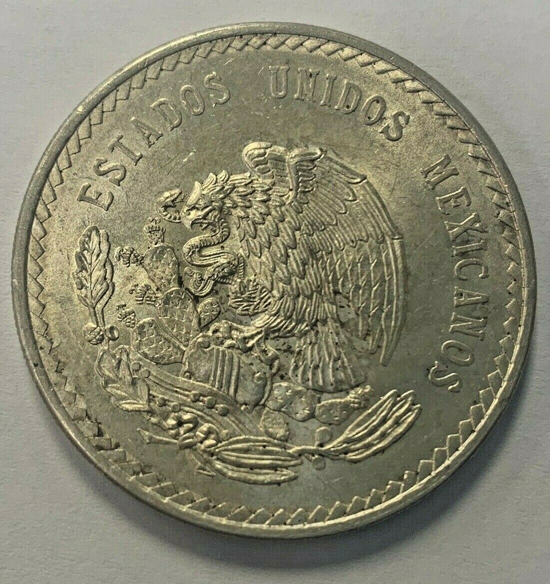 1948 Mexico 5 Pesos Silver Foreign Coin , Ley 0.900 Cinco