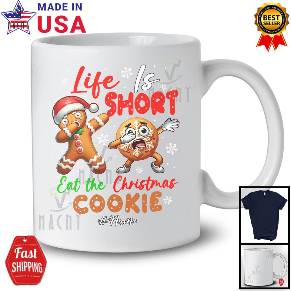 Short Xmas Life Christmas Cookie; Gingerbread Dabbing; Custom Name