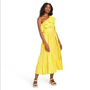 yellow polka dot dress womens