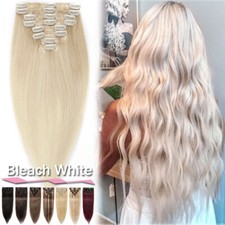 Russian Real Remy Clip In 100 Human Hair Extensions Full Head 8pcs Weft BLONDE