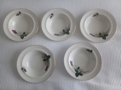 'SWINNERTONS' NESTOR VELLUM DUNKELROTE ROSE DESERT BOWL Bone China - 5er SET