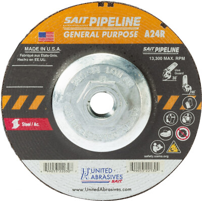 SAIT A24R Pipeline Grinding Wheel Type 27 4 1/2'' x 1/8'' x x 7/8'' 25-Pack - 22030
